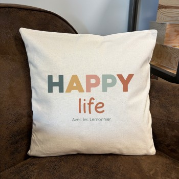 Housse de coussin - Happy life